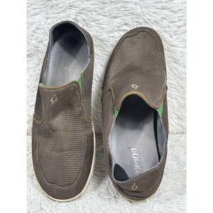 OluKai Nohea Mesh Shoes Mens Size 14M Brown Slip On Loafers Casual 10188-1321